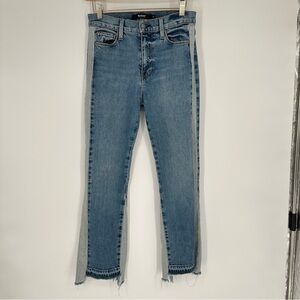 Hudson Medium Wash Two Tone Raw Hem Straight Leg Jeans Sz 26